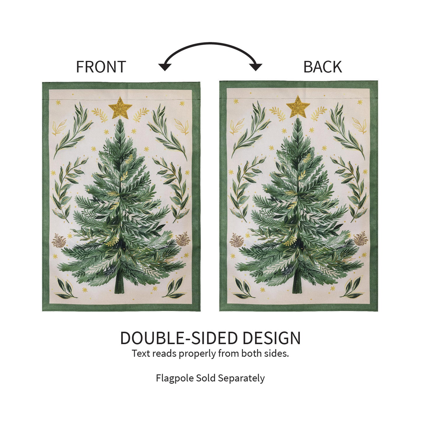 Christmas Tree With Acorn Burlap House Flag
