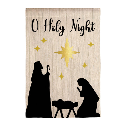 Nativity Silhouette Burlap House Flag