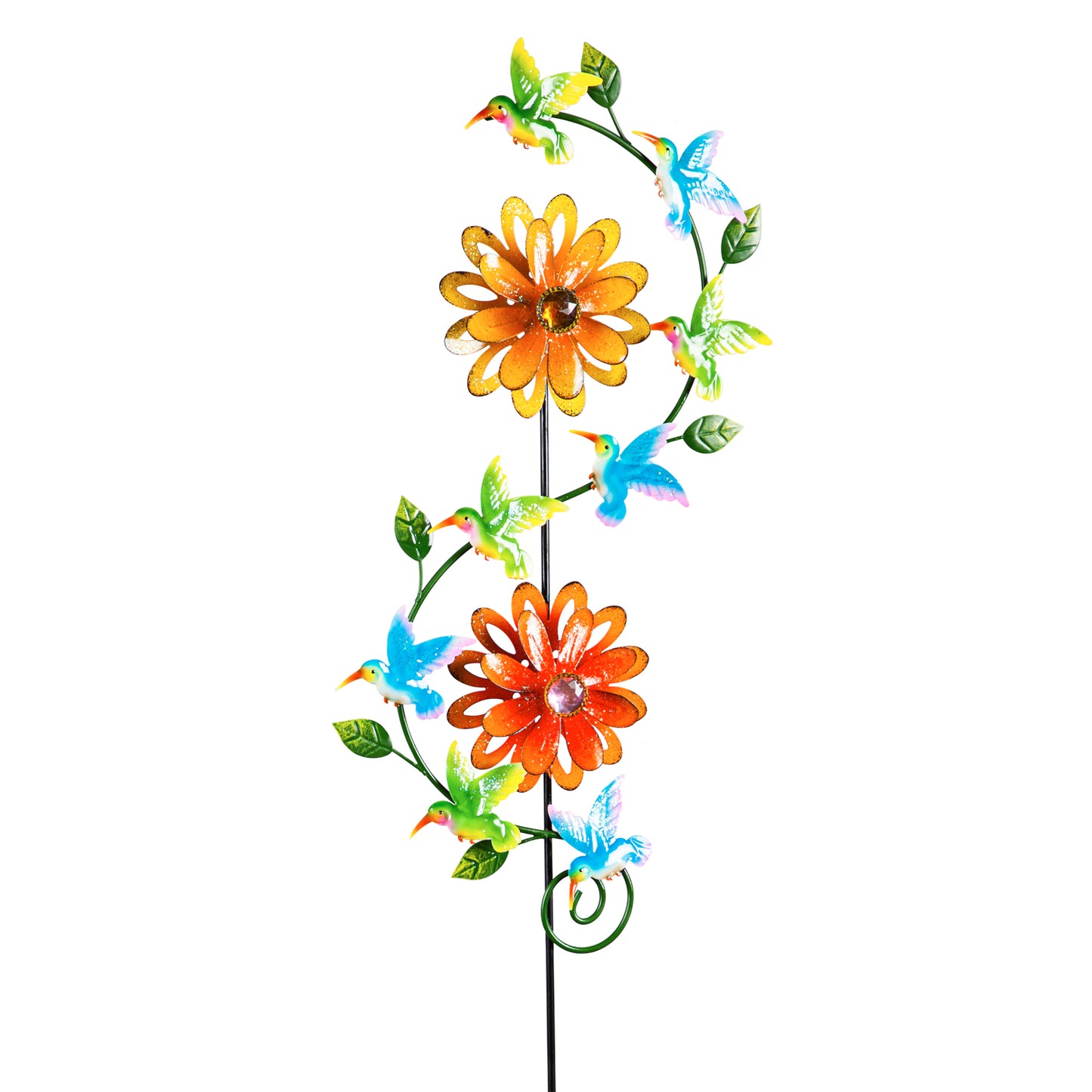 38.5"H Garden Stake with Spinning Flowers