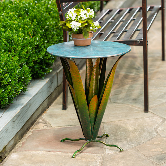 Handmade Metal Bromelia Flower Side Table
