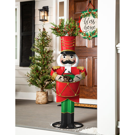 Metal Statement Planter, 2 Tiered Nutcracker