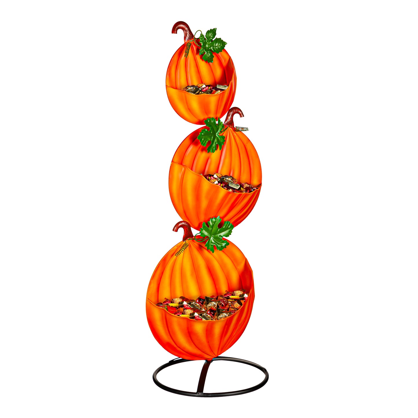 Metal Statement Planter, 3 Tiered Pumpkins
