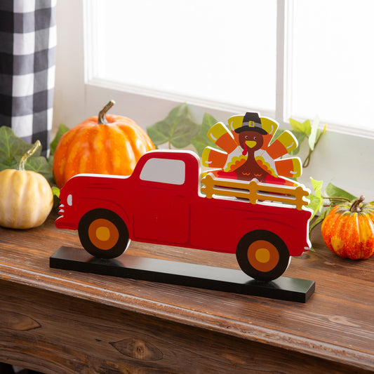 Wood Truck Table Decor with 8 Seasonal Interchangeable Icons