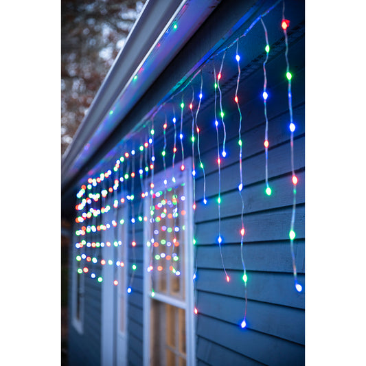 Indoor/Outdoor Smart RGB LED Icicle String Lights 146"Wx26.5"H