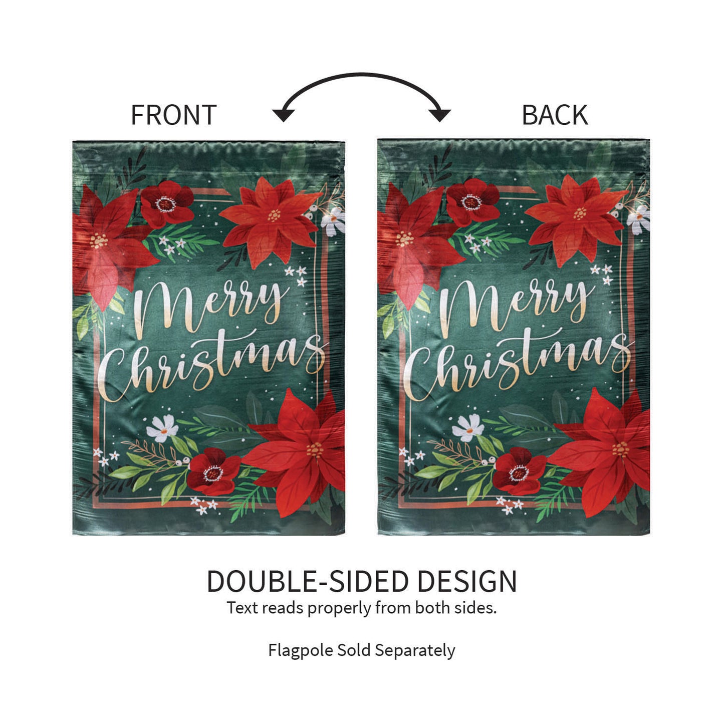 Floral Merry Christmas Lustre House Flag