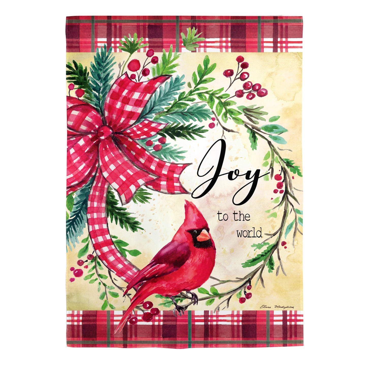 Cardinal Joy Burlap House Flag