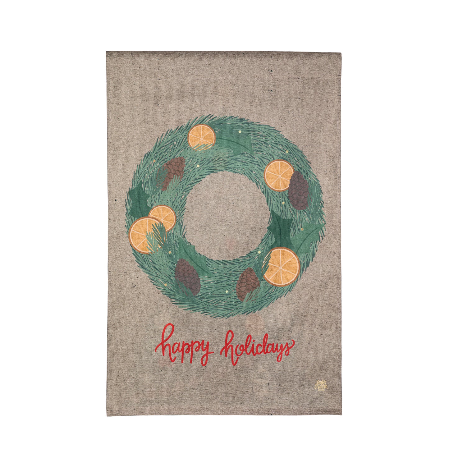 Holiday Wreath Reversible Burlap House Flag