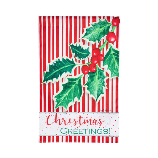 Christmas Greetings Burlap Garden Flag