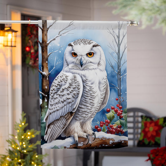 Snow Owl Burlap House Flag