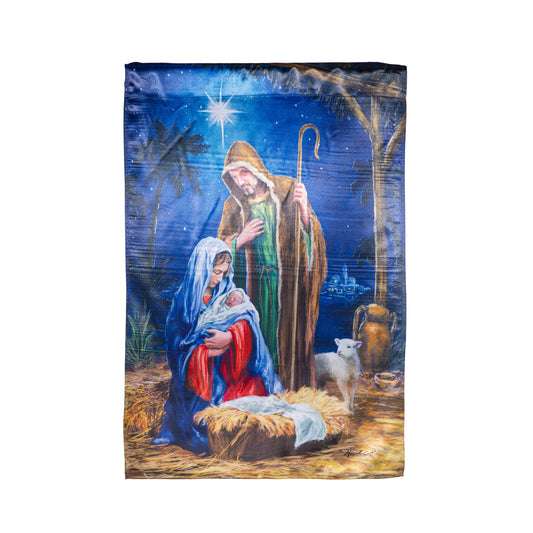 Holy Night Nativity Lustre House Flag