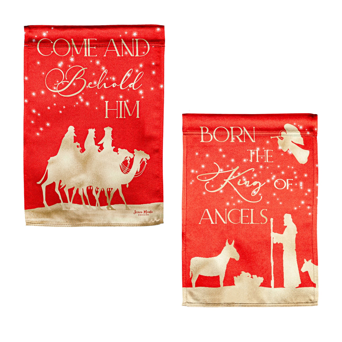 Red and Gold Christmas Night Lustre Reversible House Flag