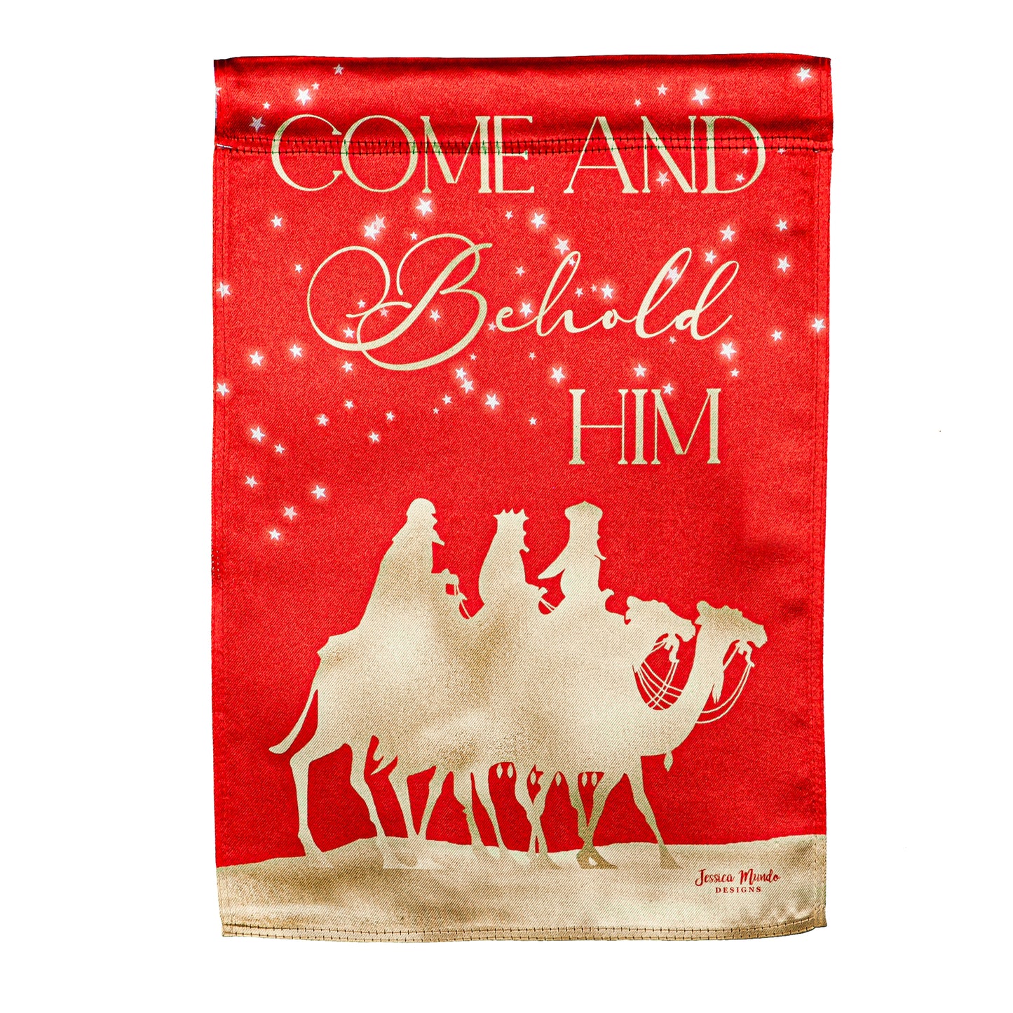 Red and Gold Christmas Night Lustre Reversible House Flag