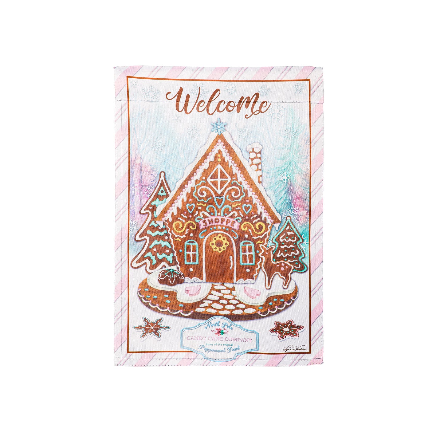 Season's Greeting Gingerbread Reversible Suede House Flag