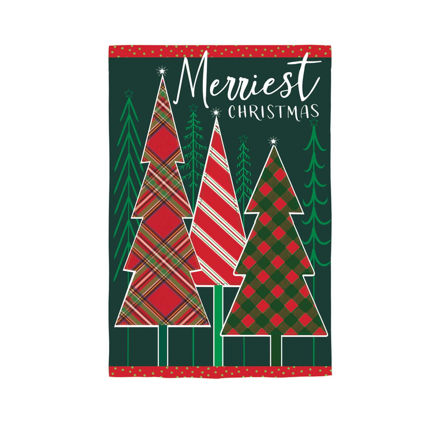 Merriest Christmas Tree Applique House Flag