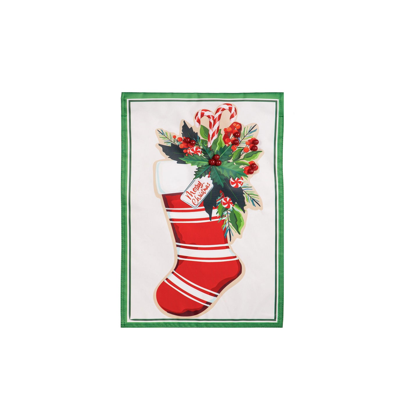 Merry Christmas Stocking Applique House Flag