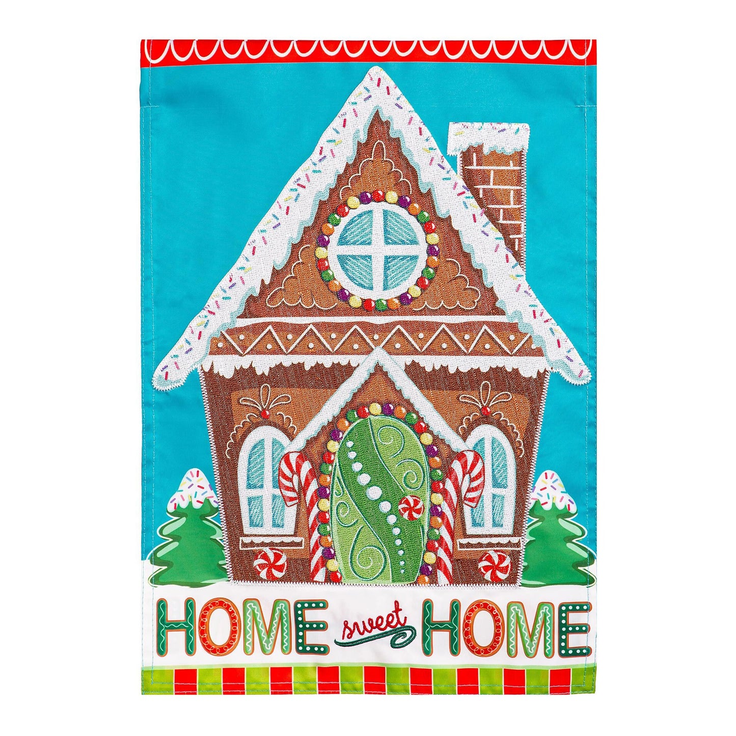 Gingerbread Home Sweet Home Applique House Flag