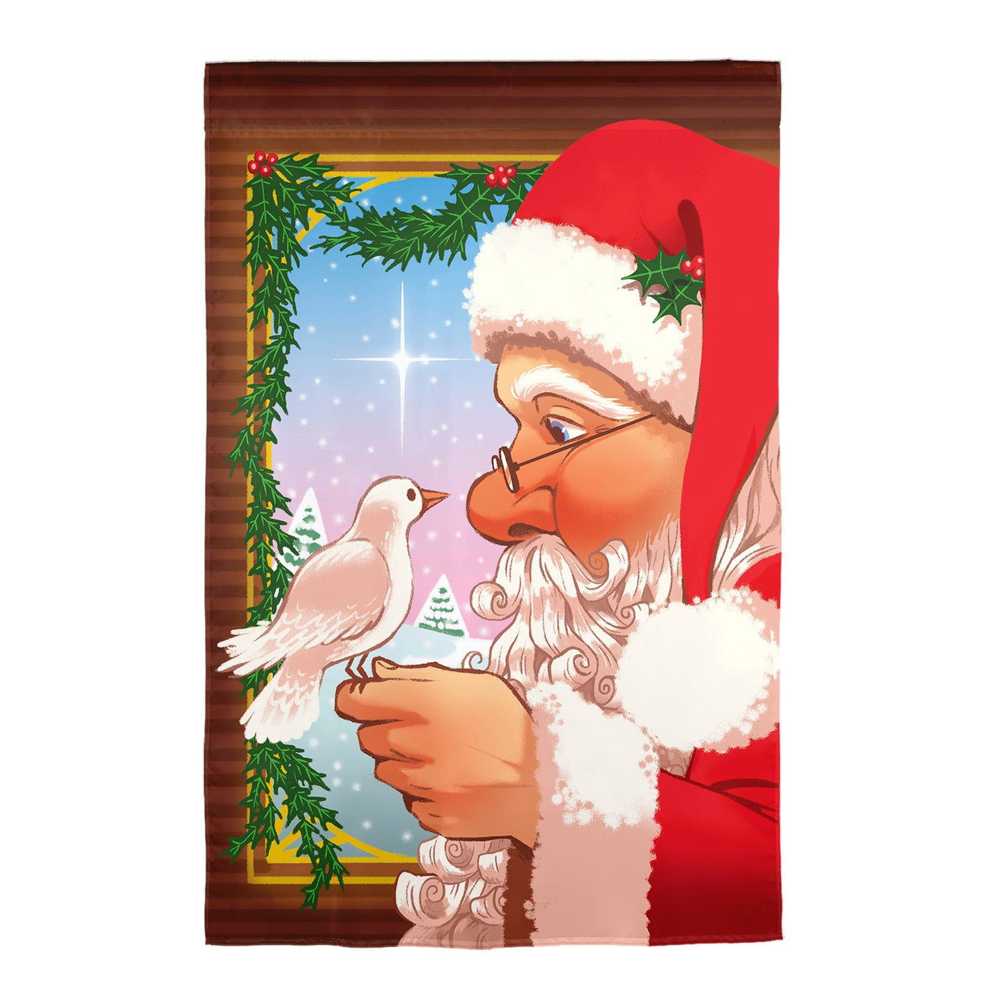 Santa and Dove Applique House Flag