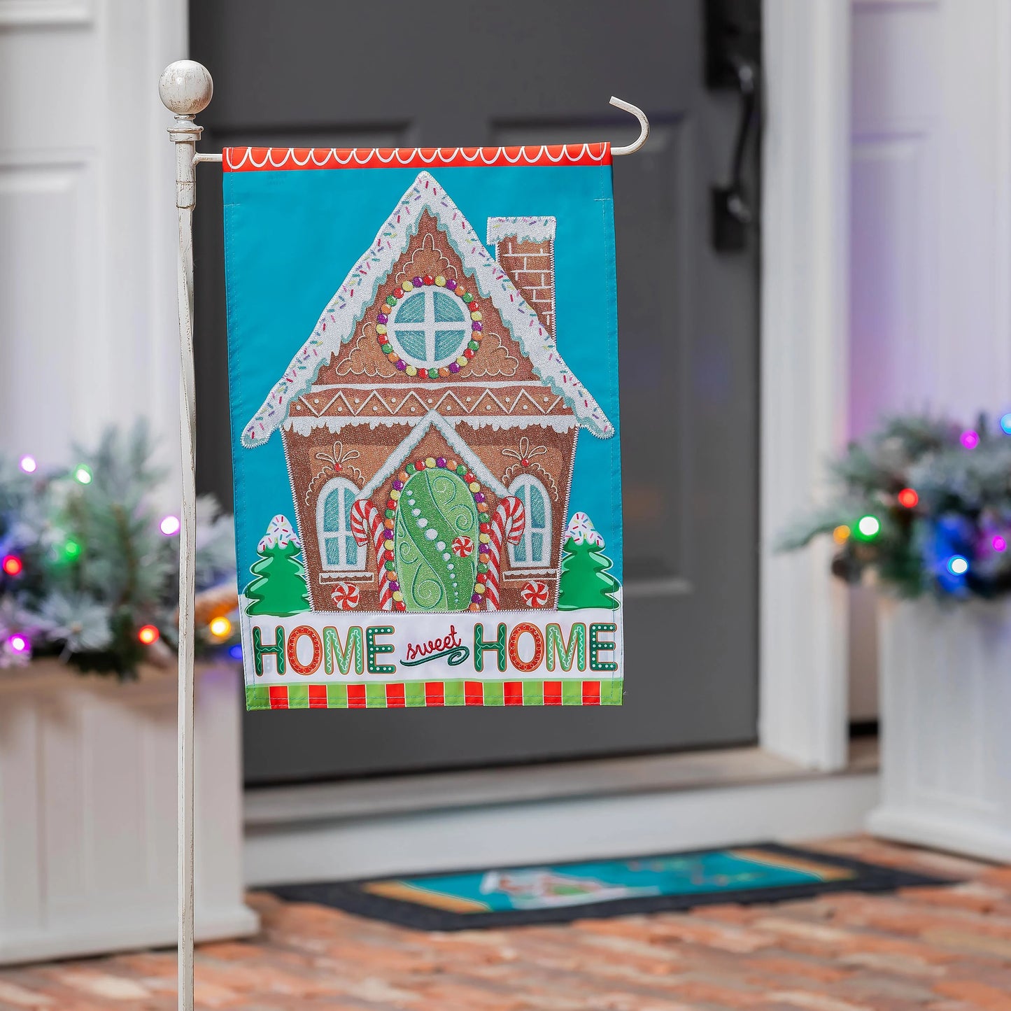 Gingerbread Home Sweet Home Applique Garden Flag