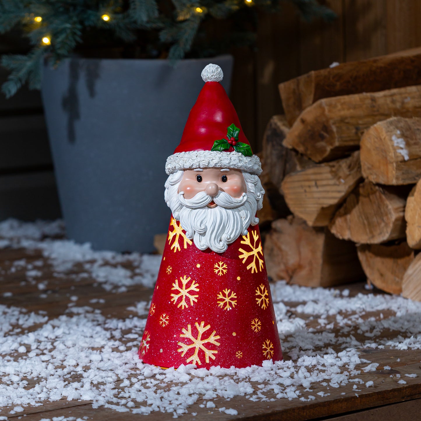 Snowflake Cutout Santa LED Statuary, 16"H