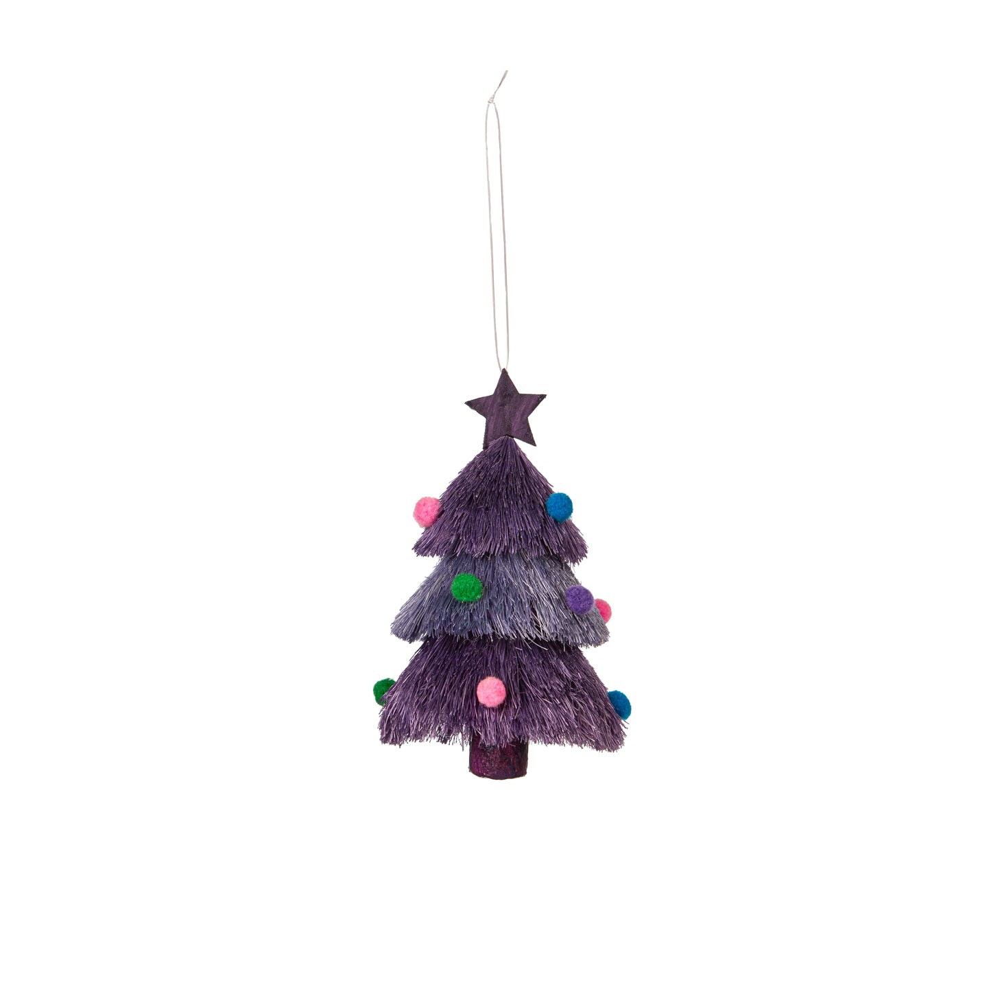 Christmas Tree Fringed Ornament, 5.5"H, 3 Assorted