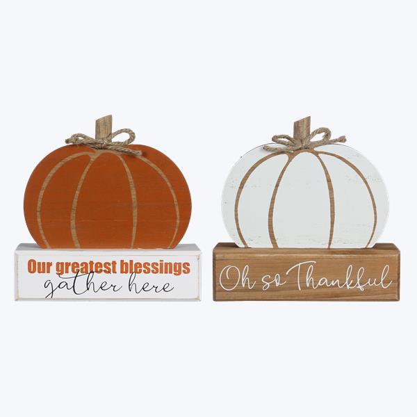 WOOD TRADITIONAL TABLETOP FALL PUMPKIN SIGN