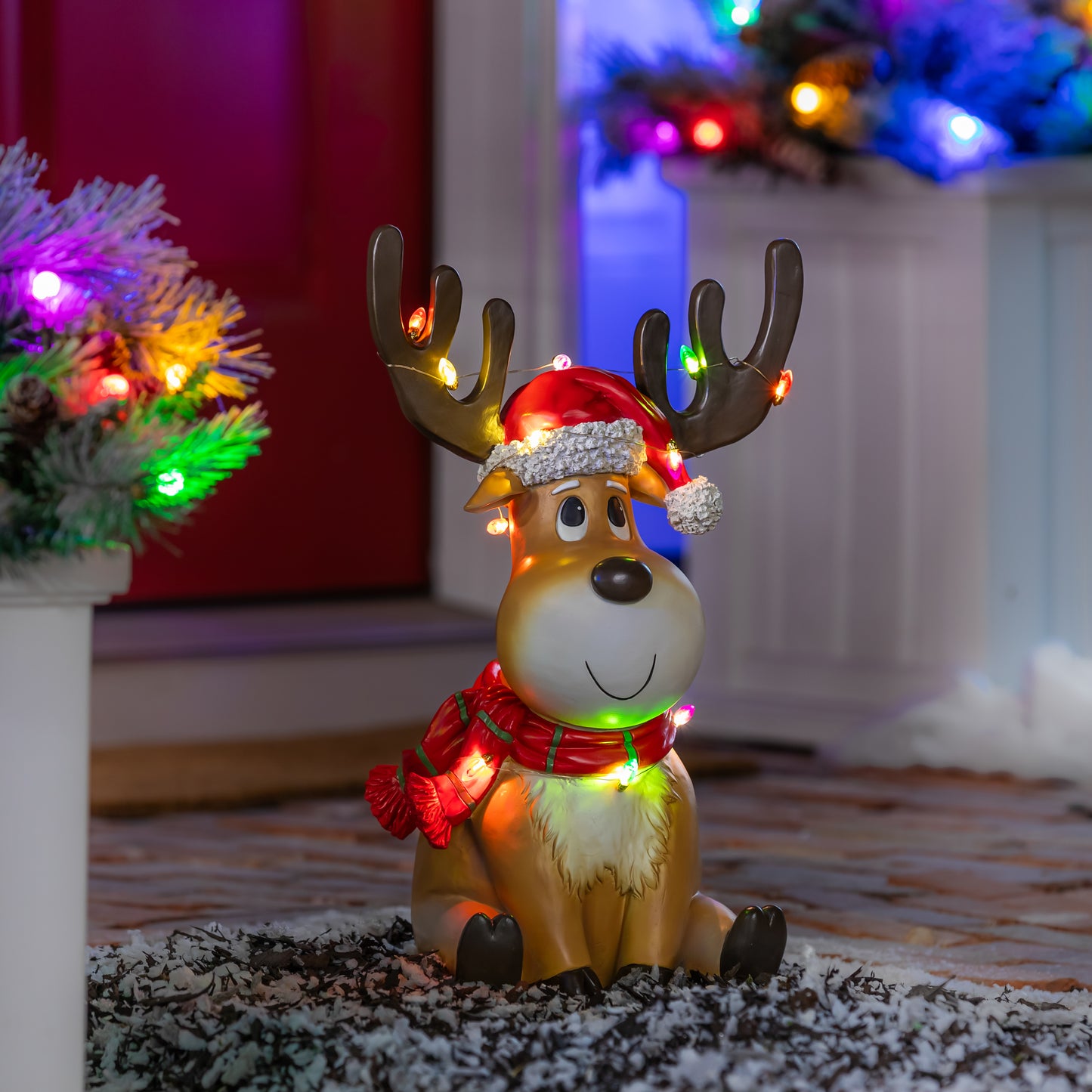 Joyful Reindeer LED Statue