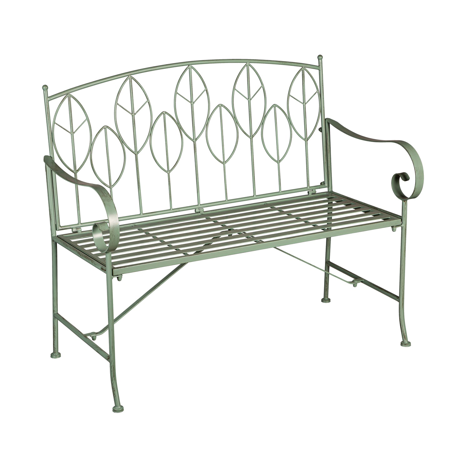 Sage Leaf Metal Garden Bench