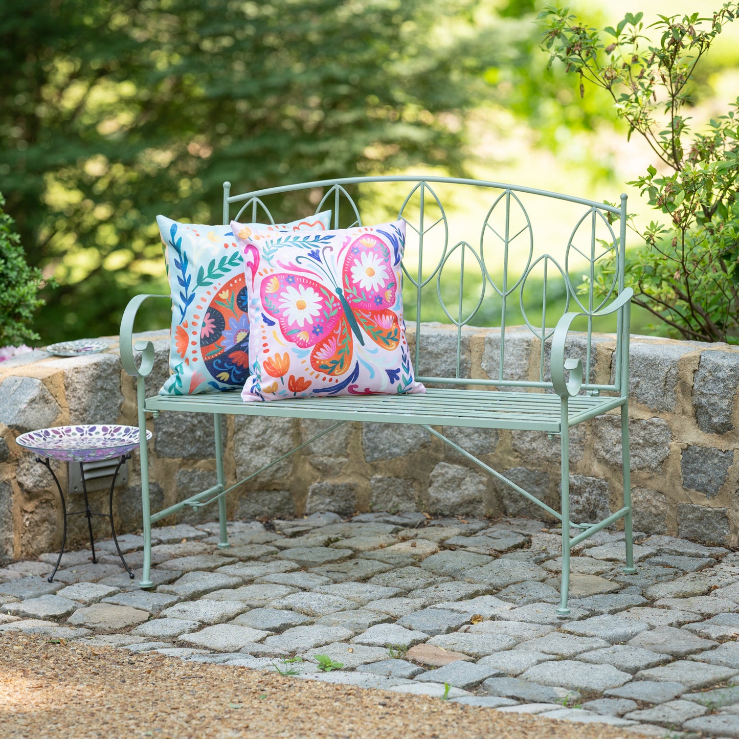 Sage Leaf Metal Garden Bench