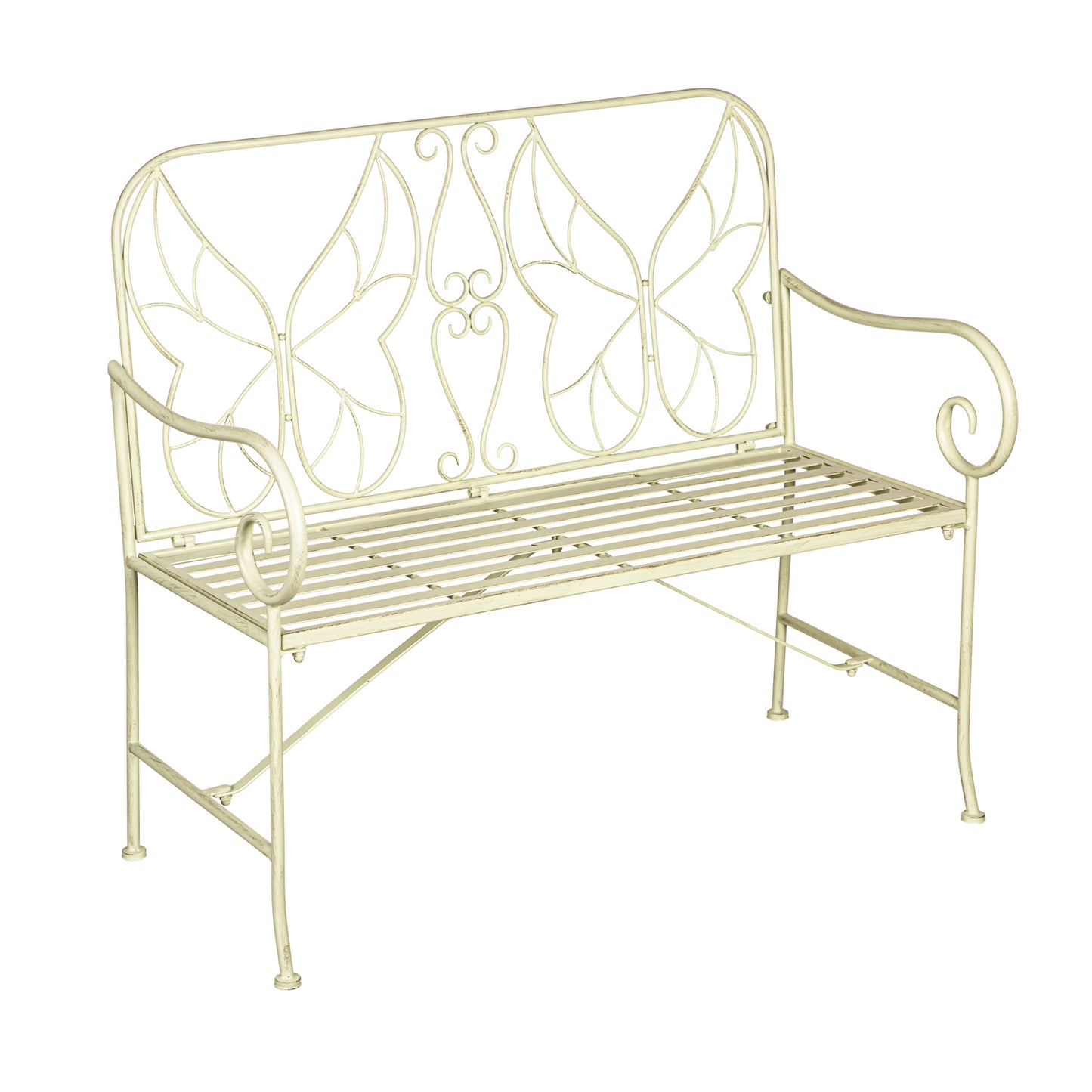 Butterfly Metal Garden Bench in Pistachio