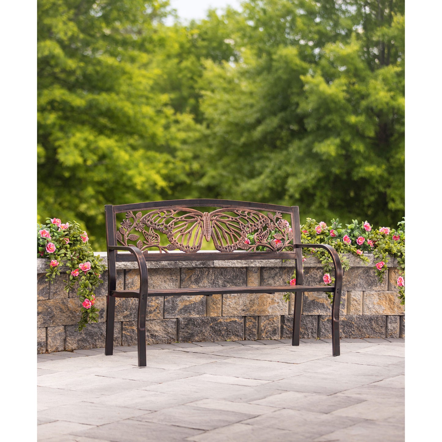 Garden Metal Bench, Butterfly