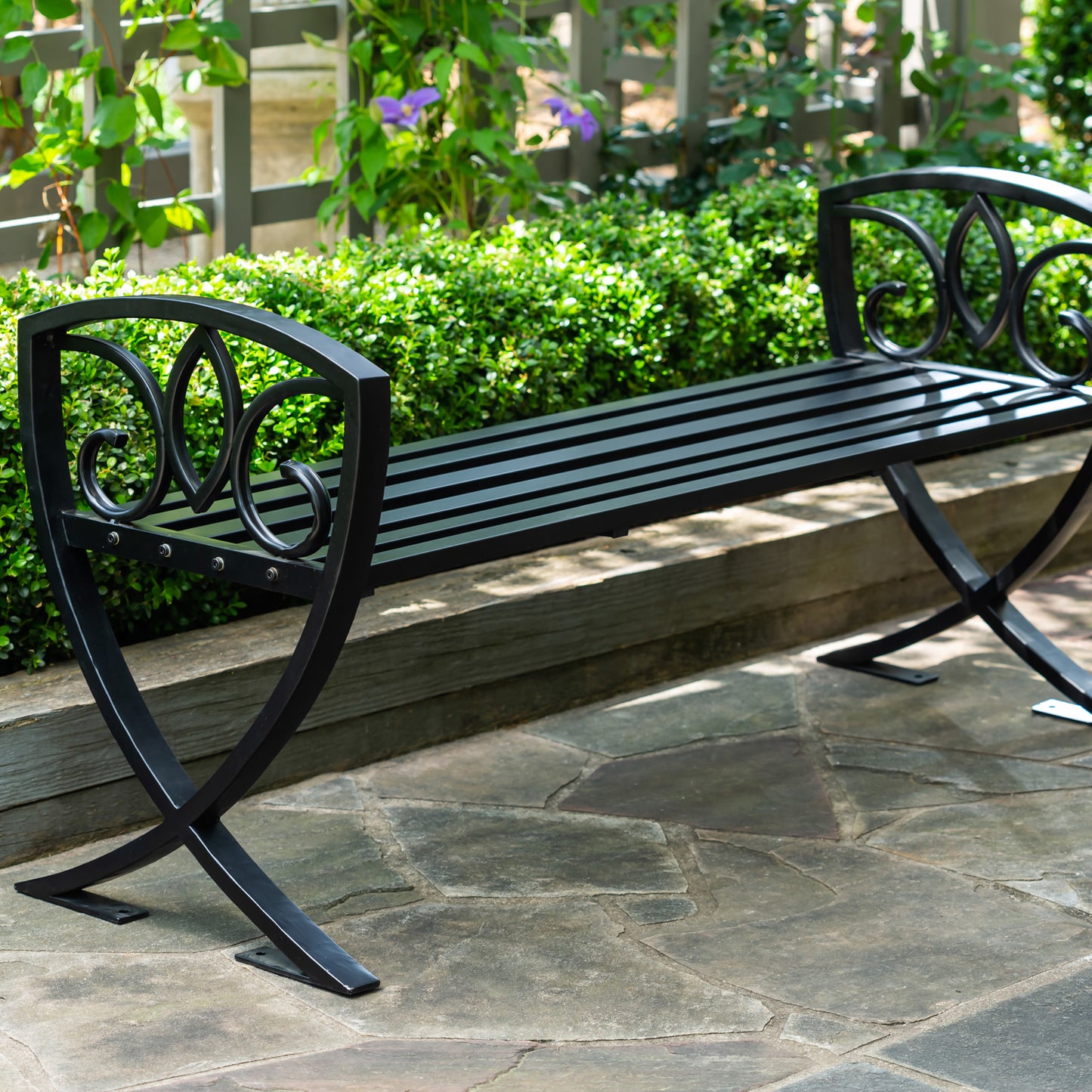 Garden Metal Shield Bench