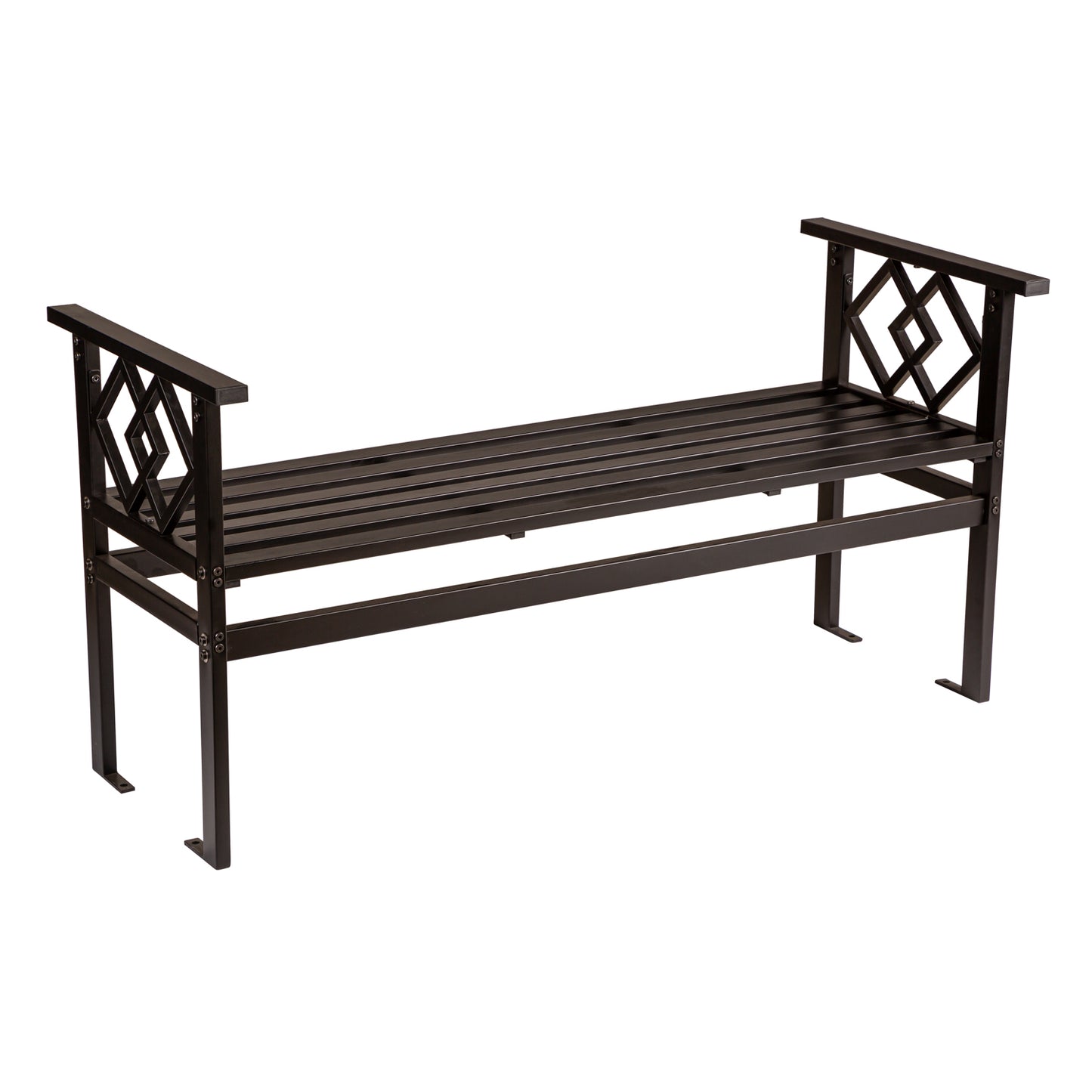 Garden Metal Interlocked Diamond Bench