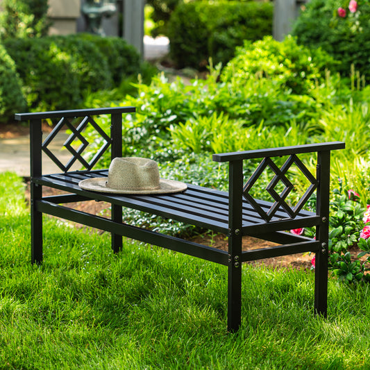 Garden Metal Interlocked Diamond Bench