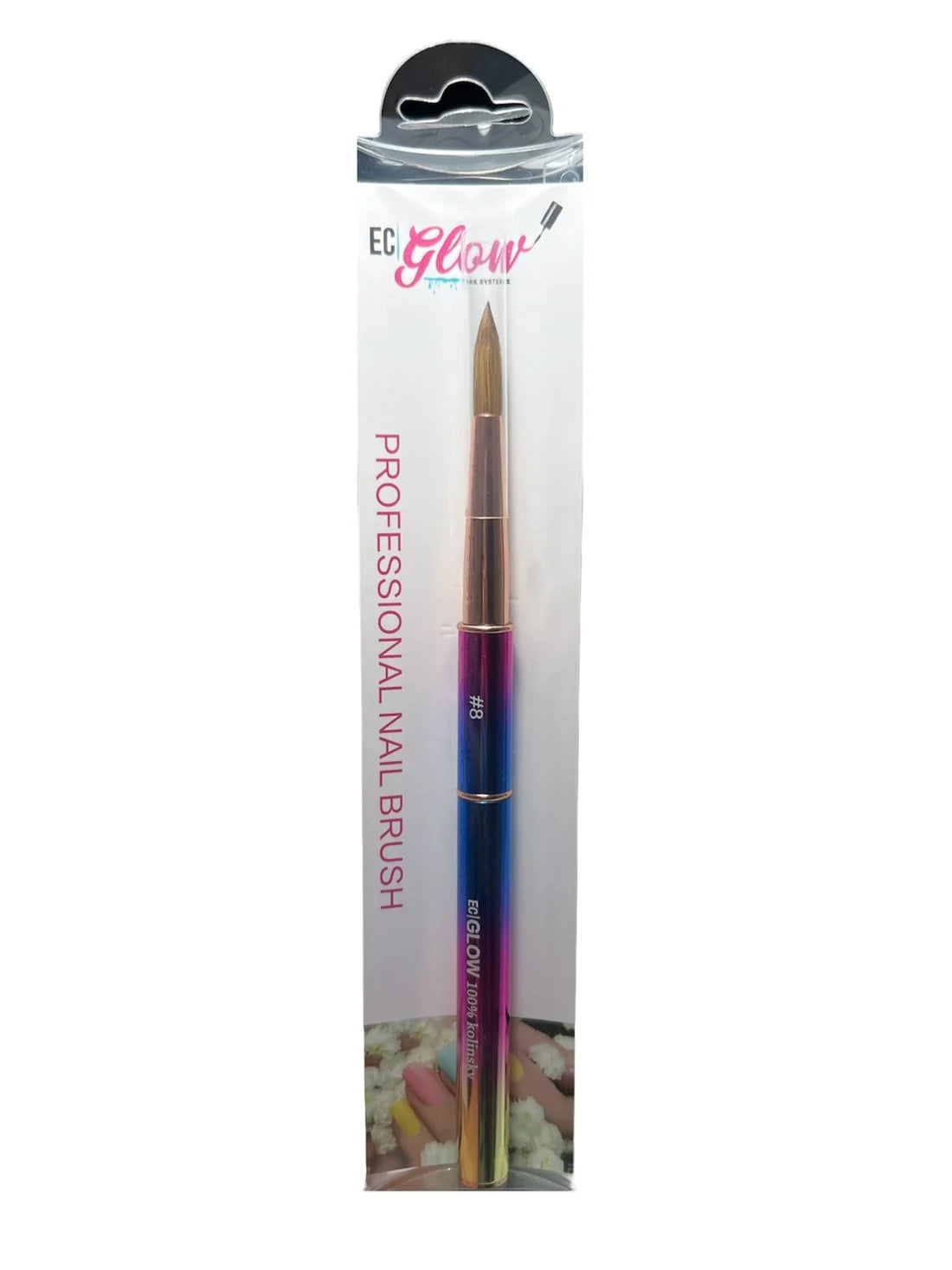 EC Glow Kolinsky Nail Brush Rainbow #12