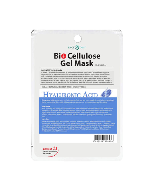 DEARDERM Bio-Cellulose Face Gel Mask - Hyaluronic Acid