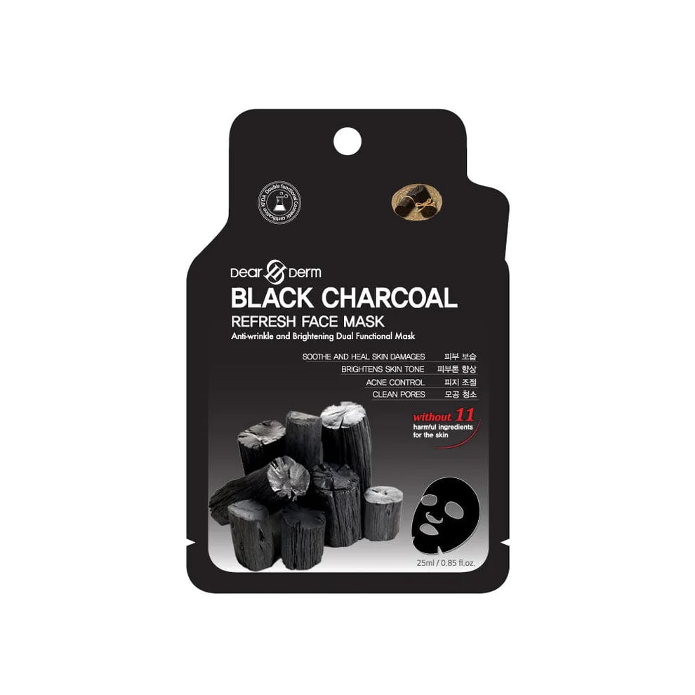 DEARDERM Black Sheet Face Masks - Black Charcoal