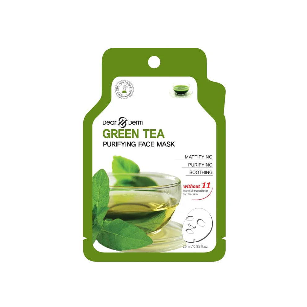 DEARDERM White Sheet Face Masks - Green Tea
