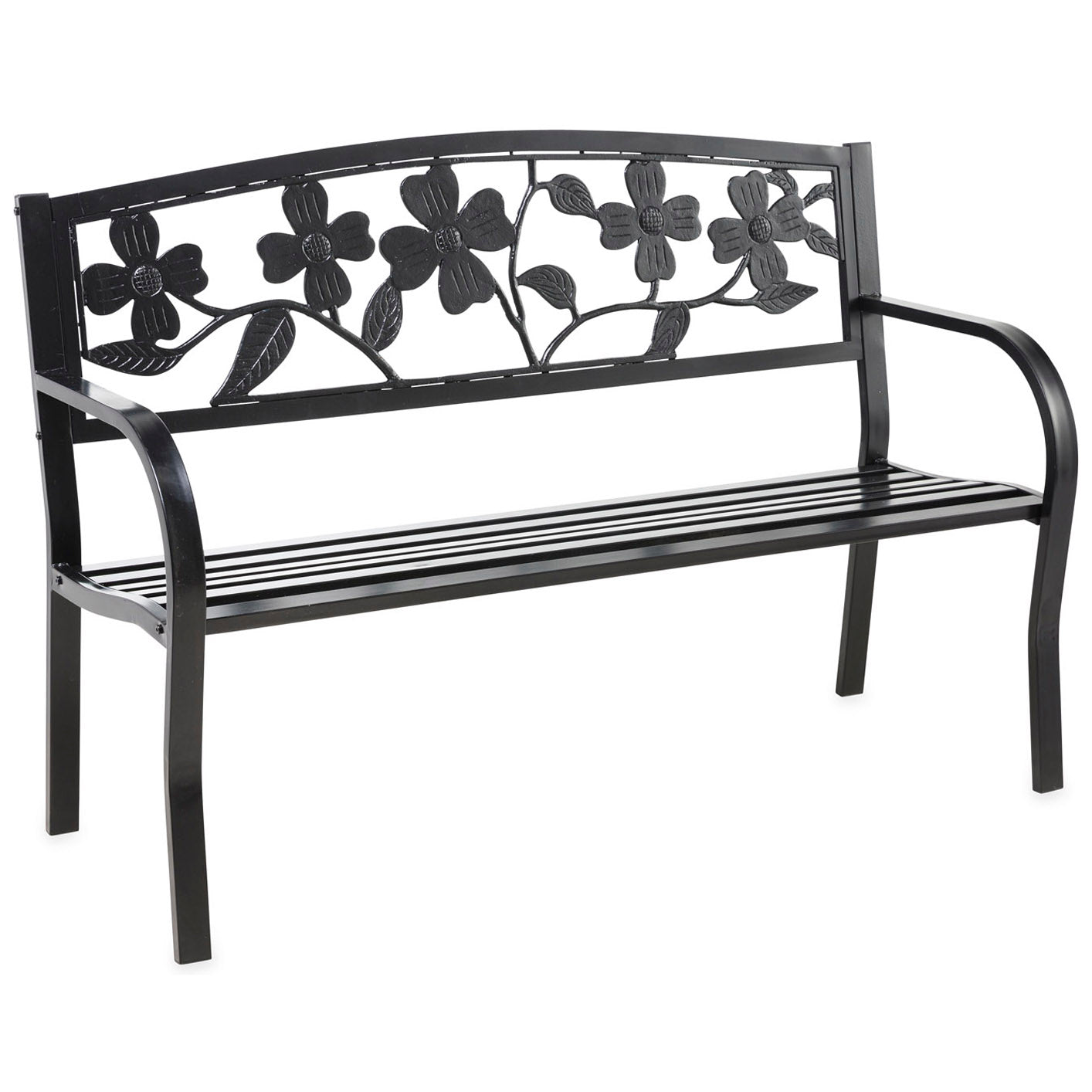 Dogwood Black Metal Garden Bench