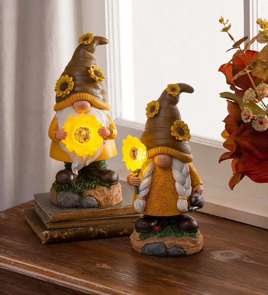 Polyresin Sunflower Gnomes Table Décor, Set of 2