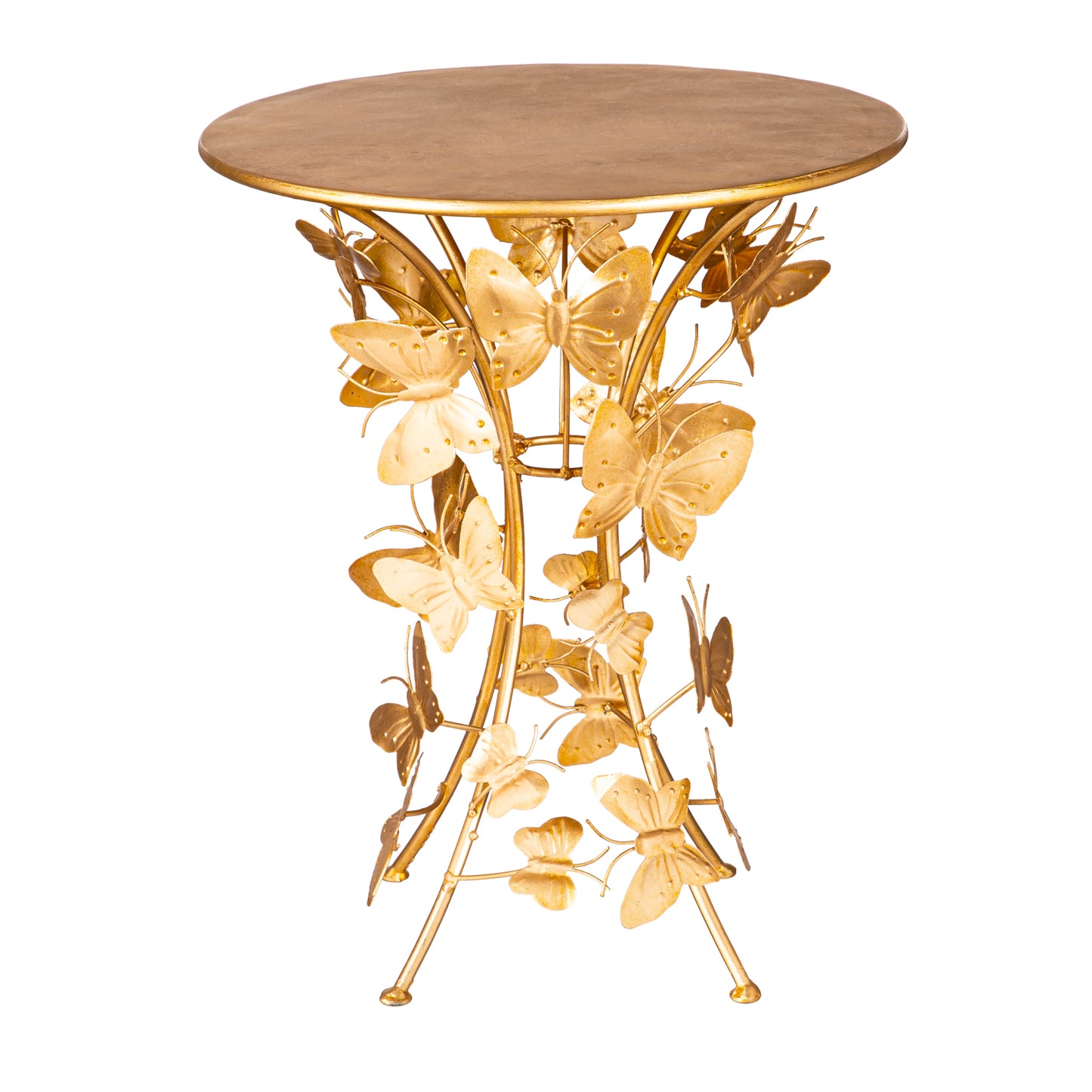 Handmade Metal Golden Butterflies Side Table