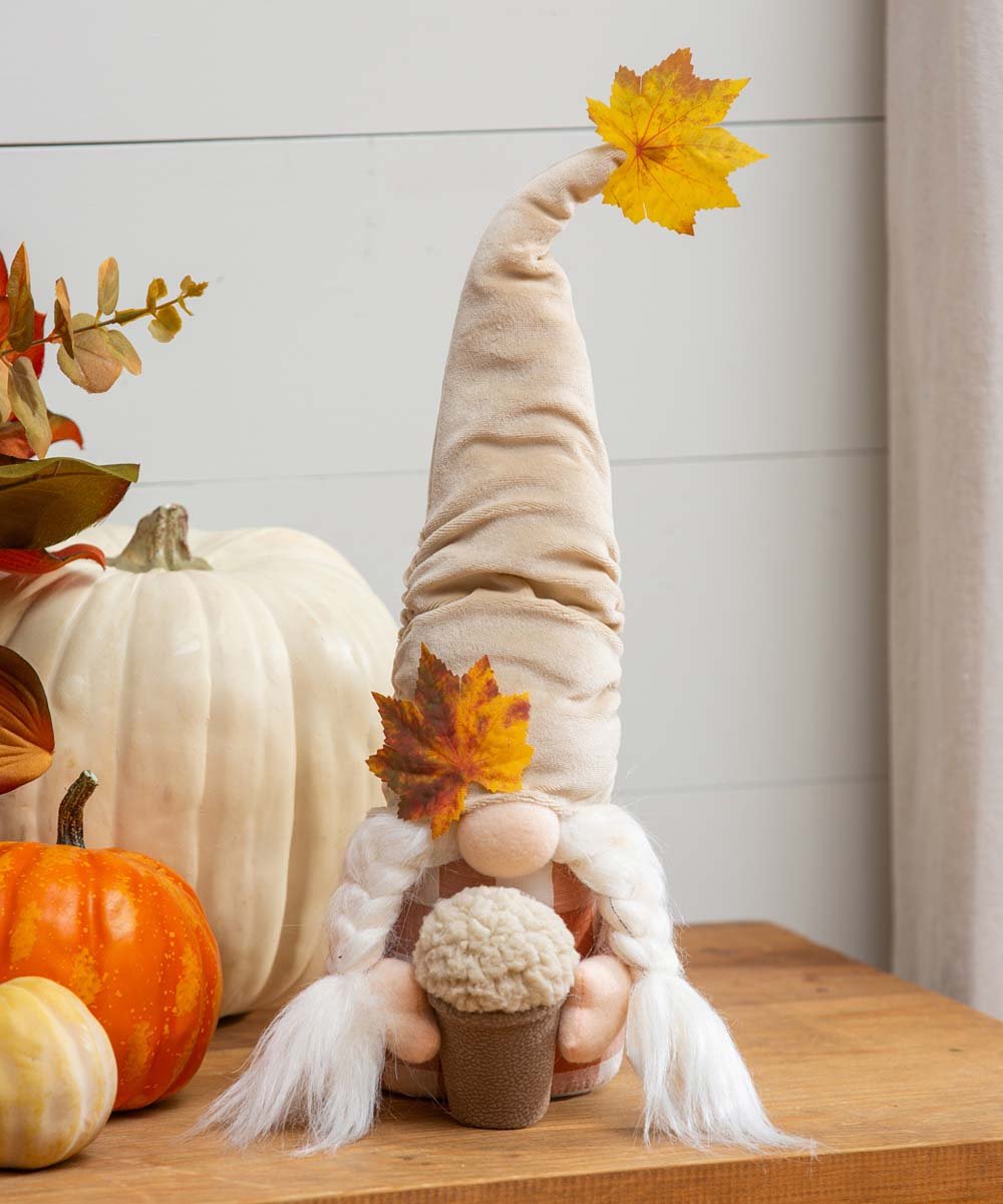 Beige & Orange Leaf Gnome Figurine