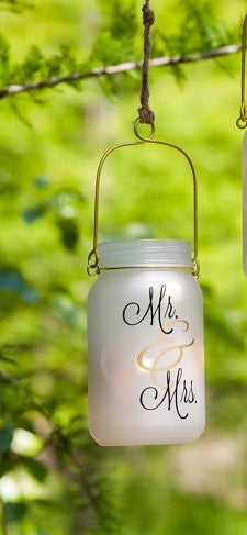 Glass Mason Jar w/ String Lights, Mr & Mrs