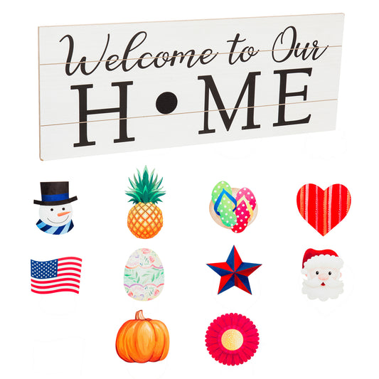 Interchangeable Wood Sign, "Welcome To Our Home"