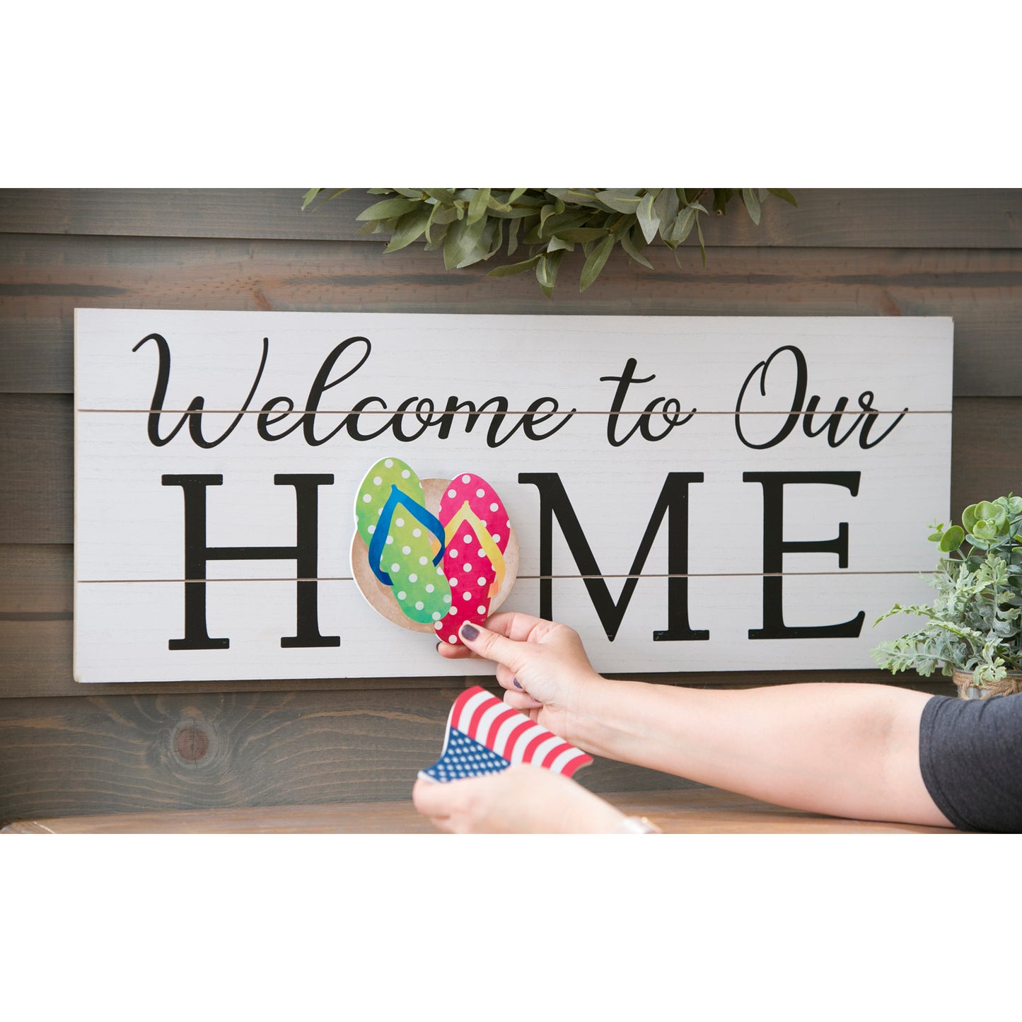 Interchangeable Wood Sign, "Welcome To Our Home"