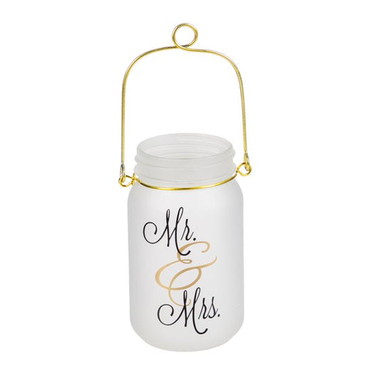 Glass Mason Jar w/ String Lights, Mr & Mrs