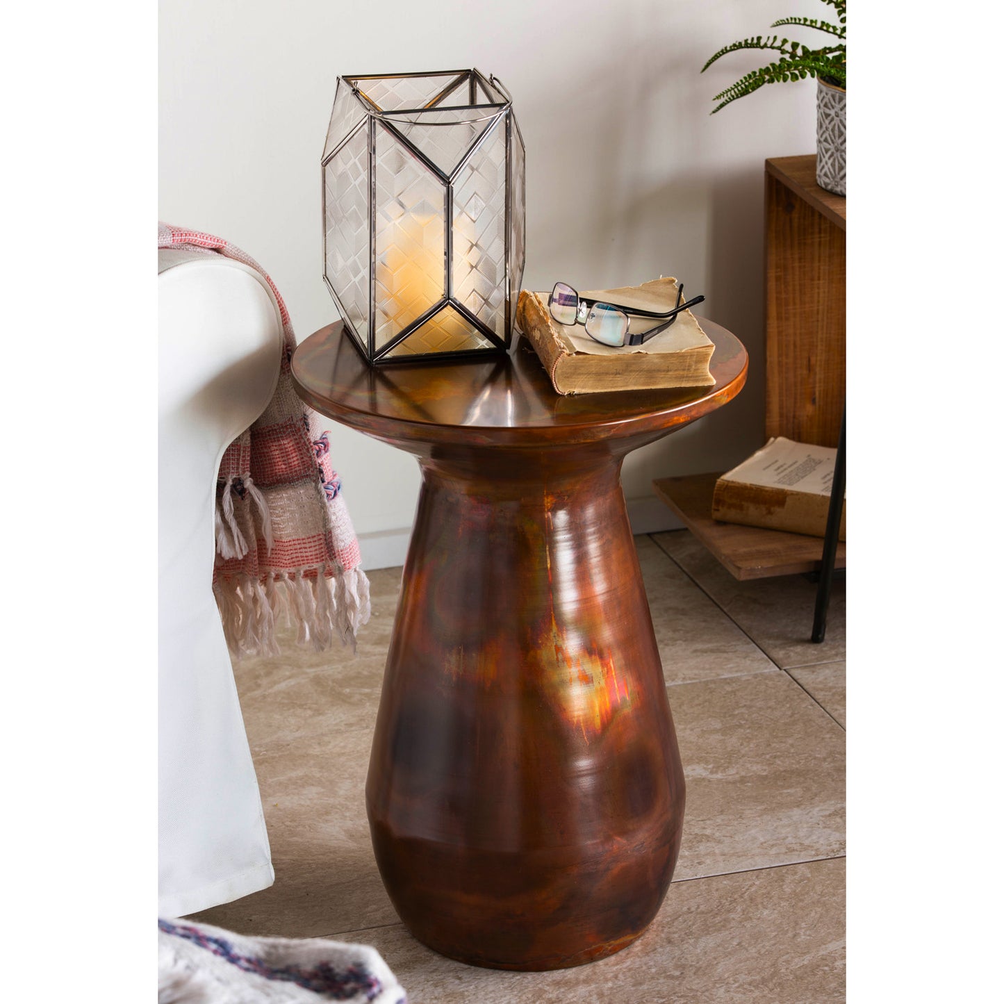 Copper Metal Side Table