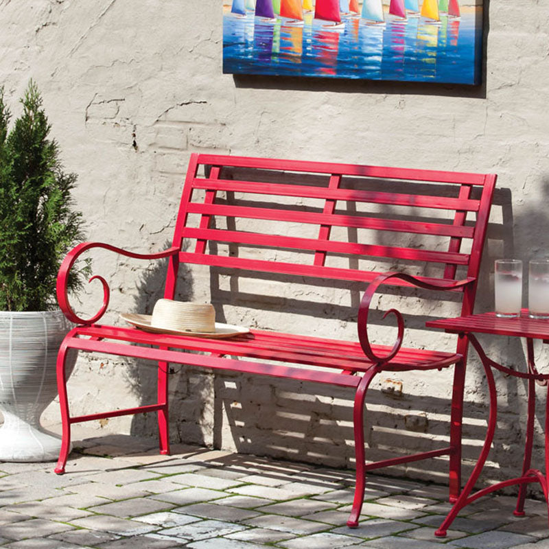 Metal Garden Red Bench