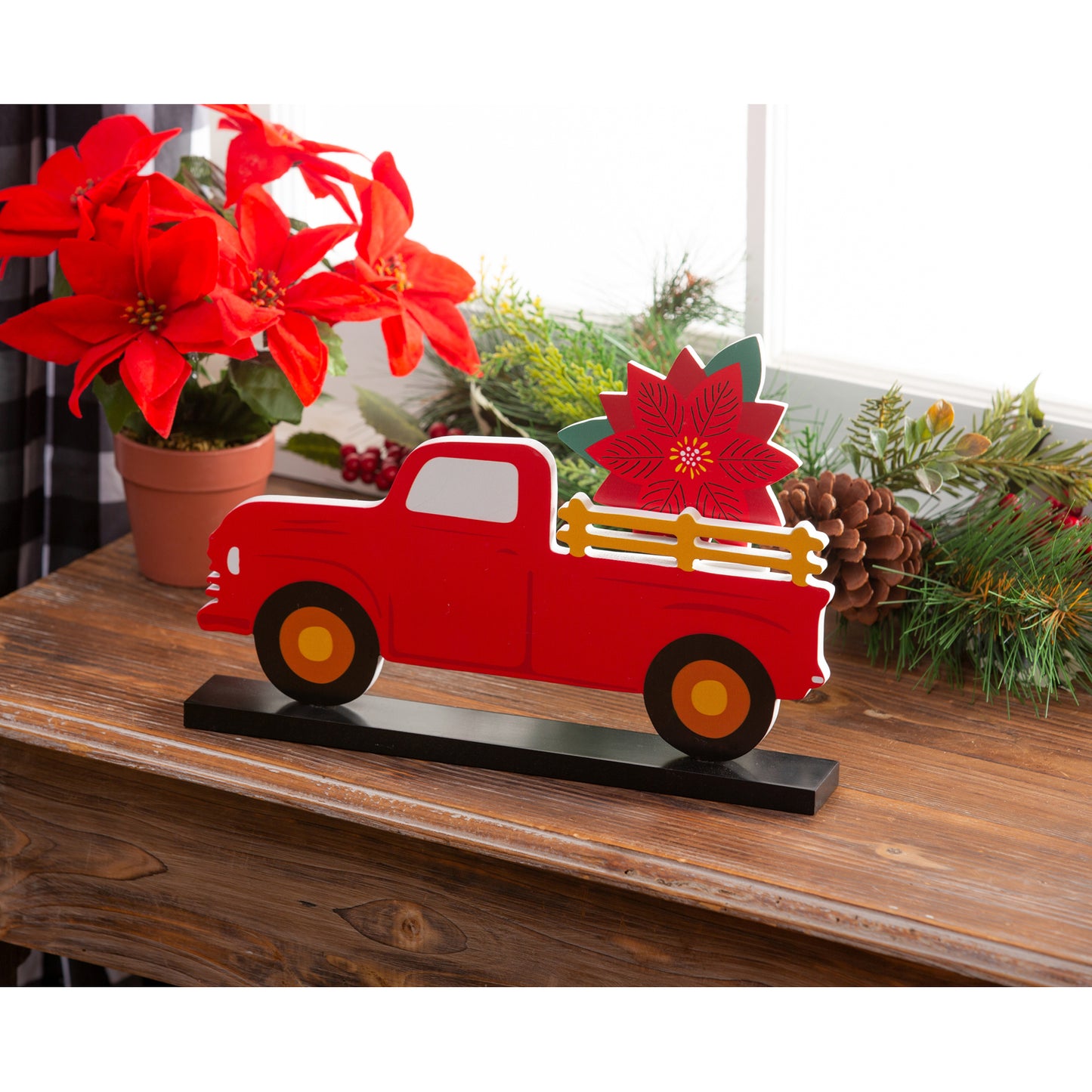 Wood Truck Table Decor with 8 Seasonal Interchangeable Icons